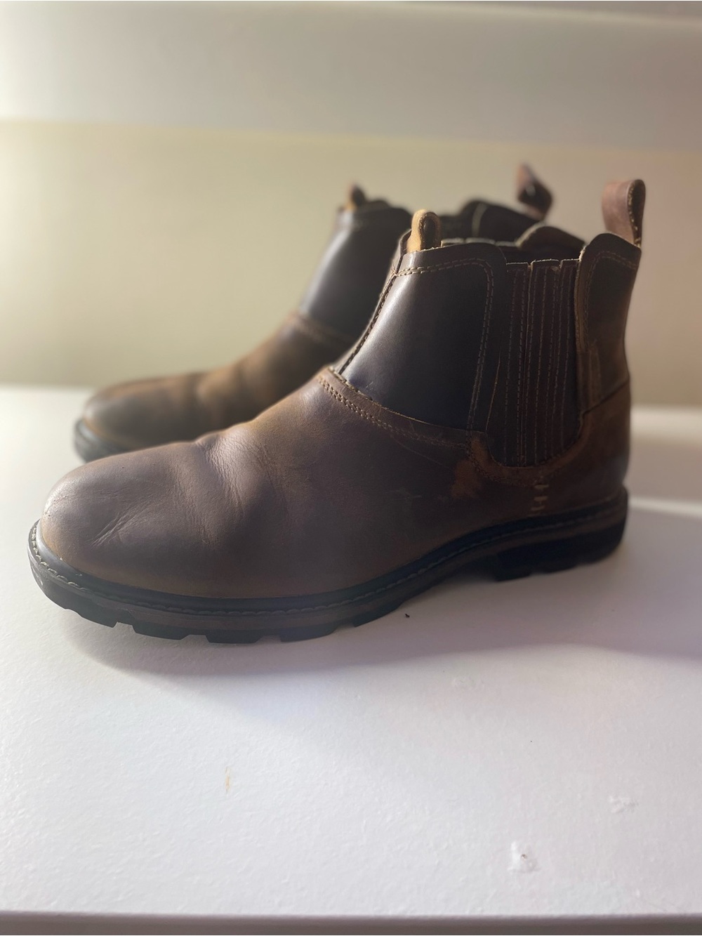 Skechers Blaine Orsen Men’s 11 Brown Leather Chelsea Boots Relaxed Fit